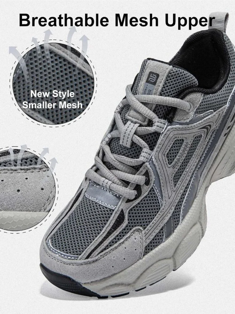 Women's Dark Grey Chunky Fashion Sneakers Casual Sports Shoes Mesh Athletic